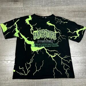 Tiny Spark Japanese T-Shirt Men 2XL Black Fanyestore Power of Darkness Lightning